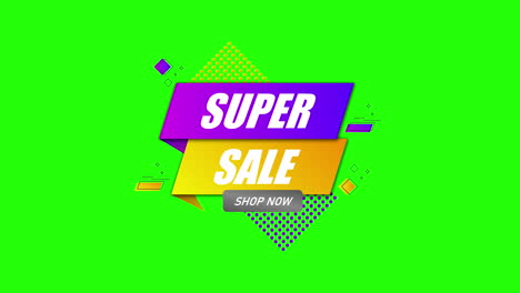 Super-sale-icon-offer-shop-banner-label-tag-stick-green-screen